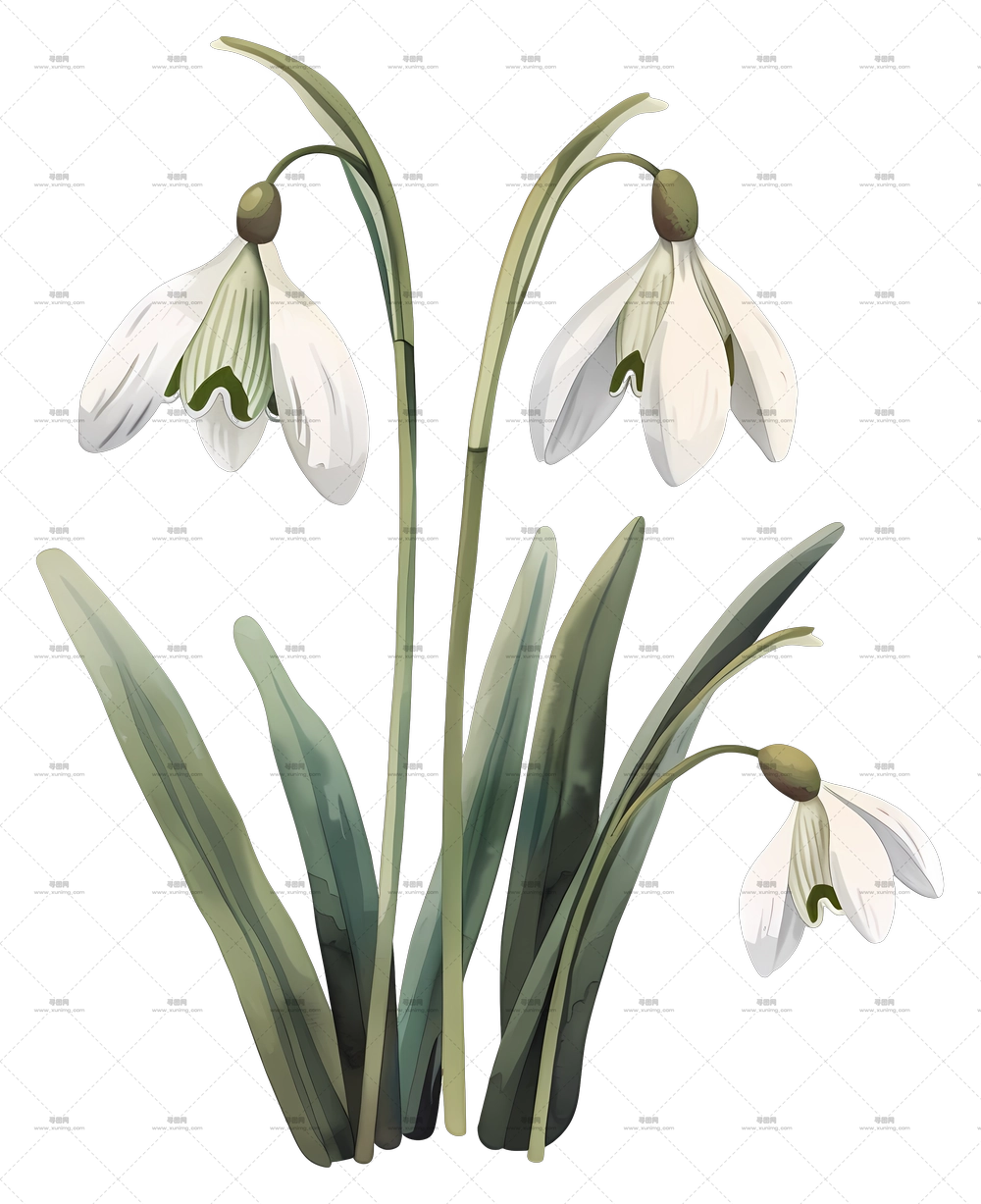 雪花莲 – 精致雪花莲花束插画PNG免抠图预览图 雪花莲 – 精致雪花莲花束插画PNG免抠图预览图