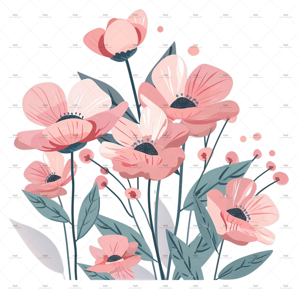 粉色背景 – 粉色花朵插画PNG免抠图预览图