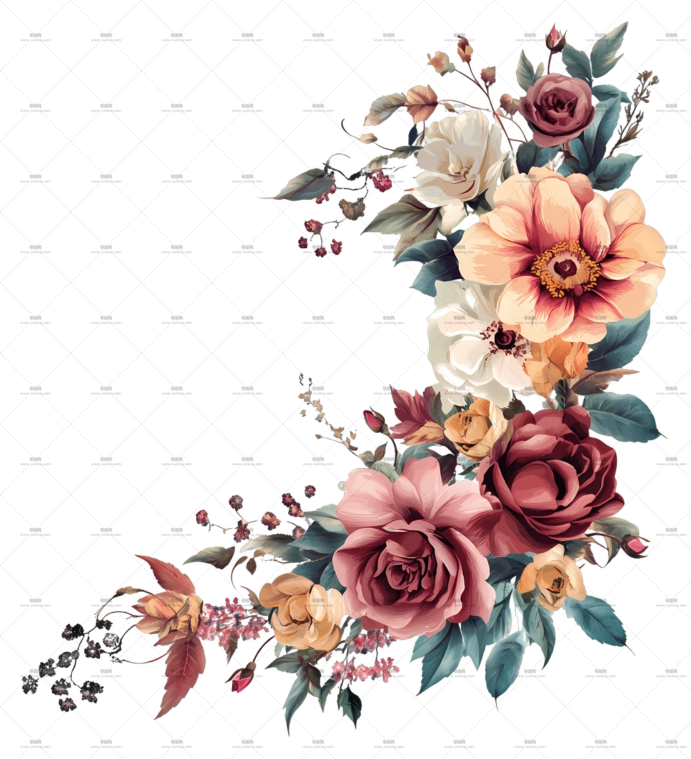 花艺角落 – 精美装饰花束插画PNG免抠图预览图