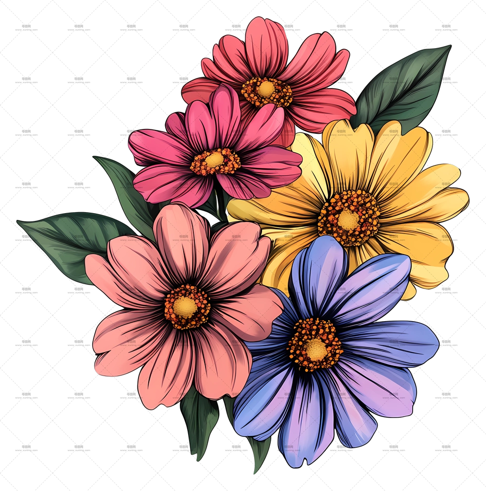 早安 – 用于装饰的多彩花束PNG免抠图预览图 早安 – 用于装饰的多彩花束PNG免抠图预览图