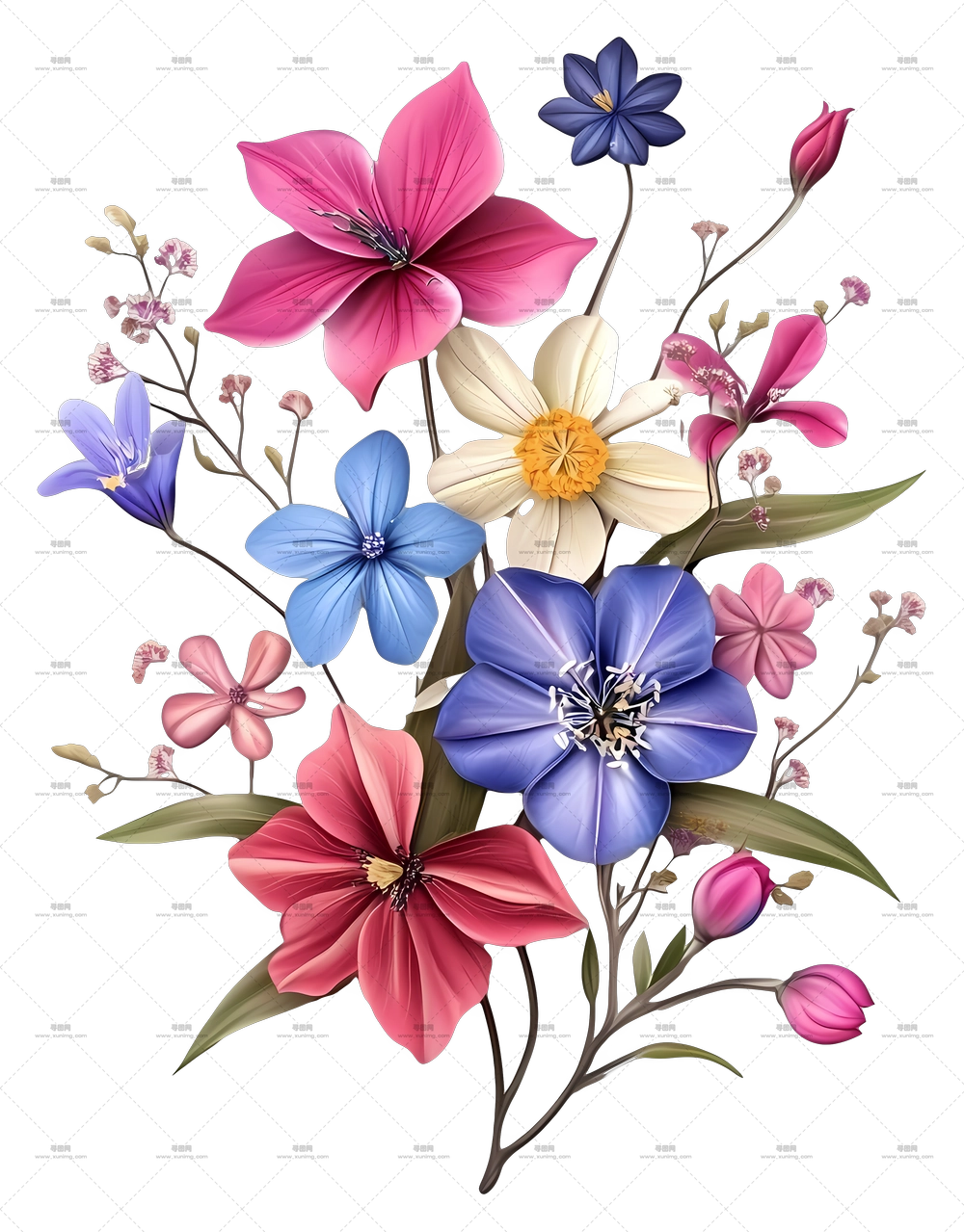 秋日花卉 – 多彩花卉美丽插花插画PNG免抠图预览图