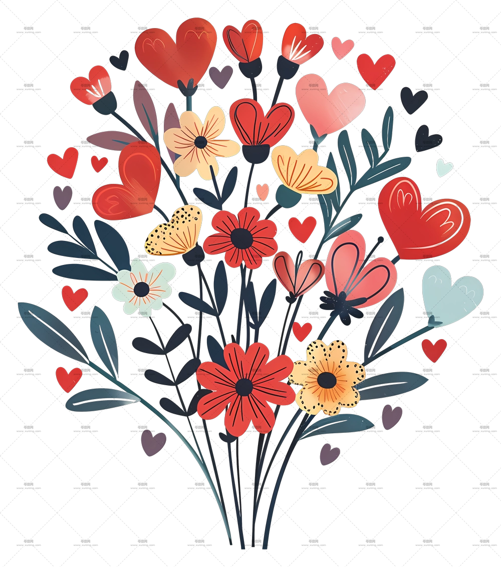 花卉束 – 温馨花卉插花插画PNG免抠图预览图