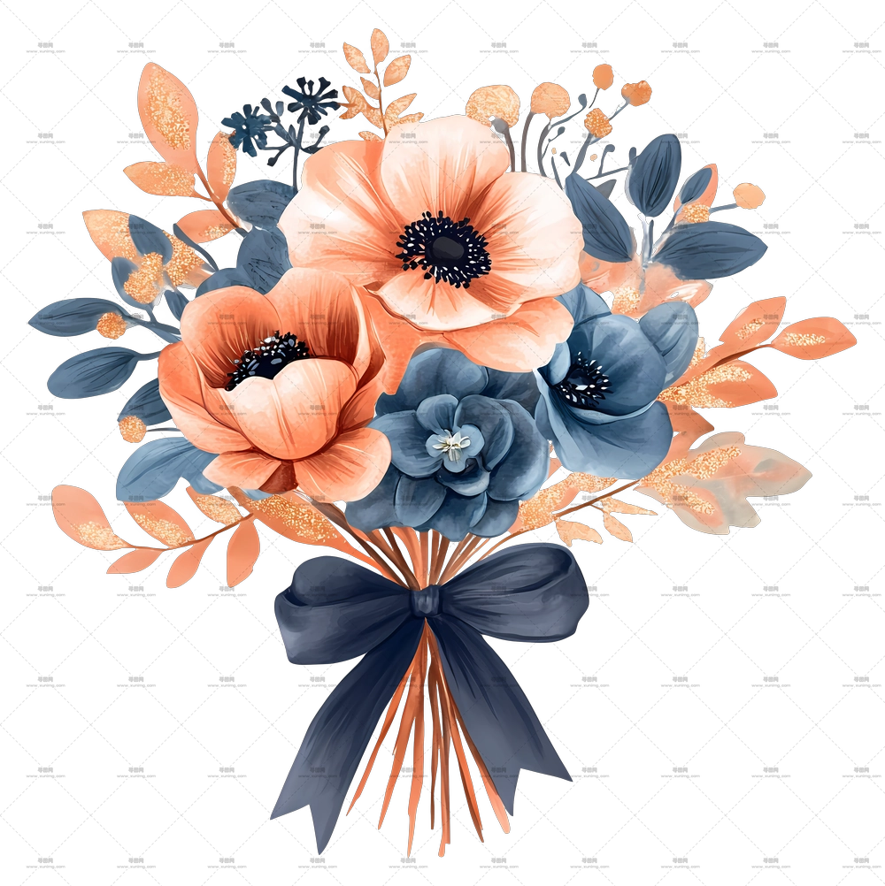 生日鲜花 – 装饰性花束插画PNG免抠图预览图