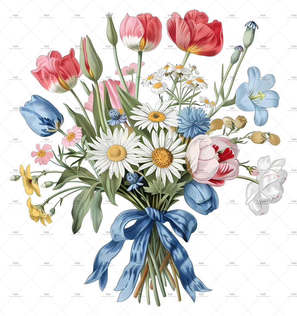 混合花艺花束插画PNG免抠图预览图