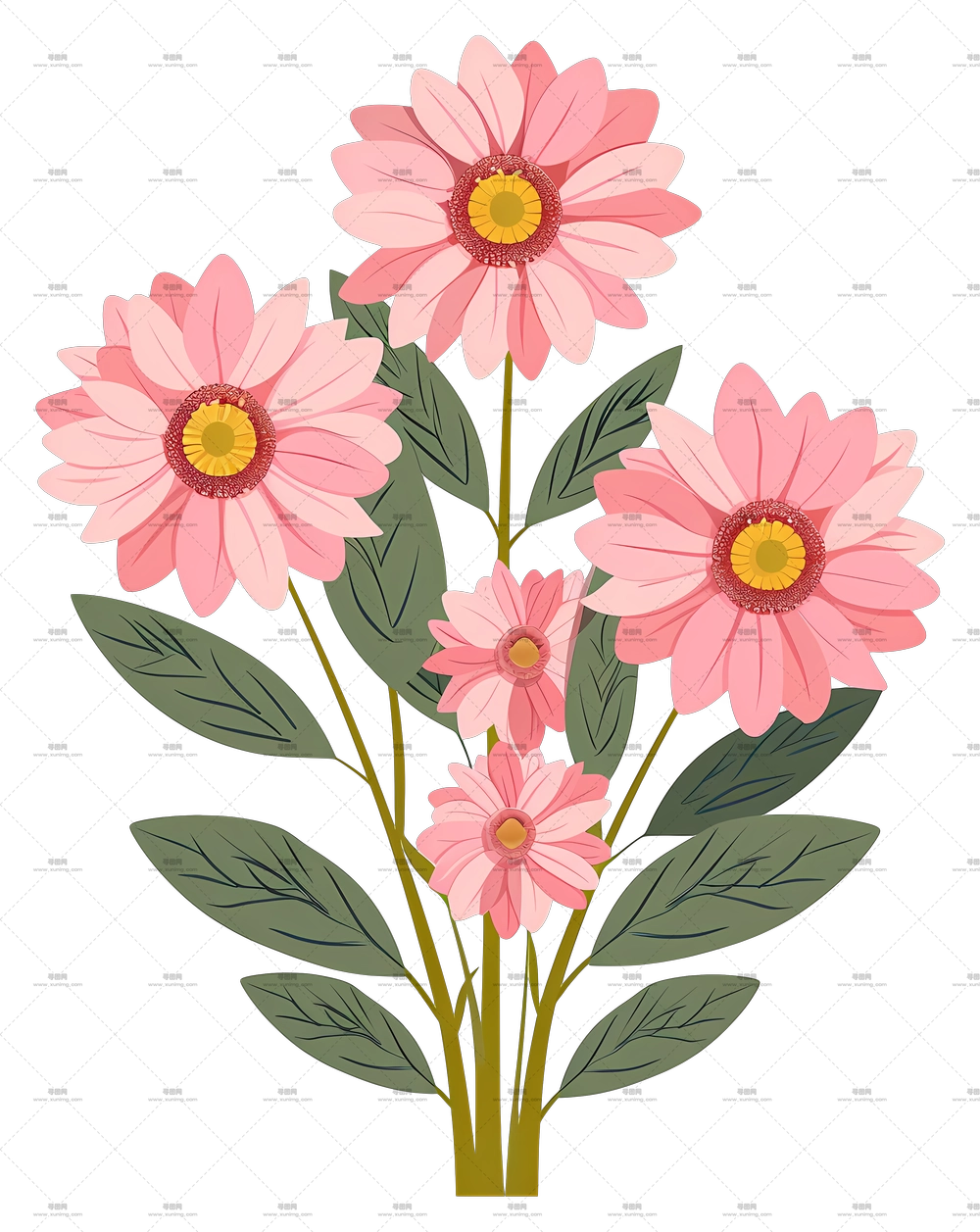 郁金香 – 粉色花束插画PNG免抠图预览图