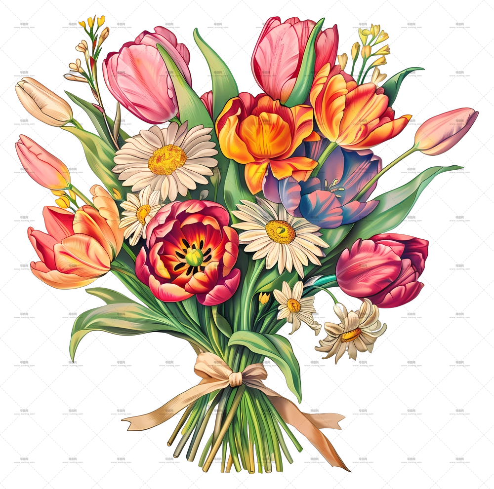 花朵与花束 – 色彩鲜艳的花束PNG免抠图预览图