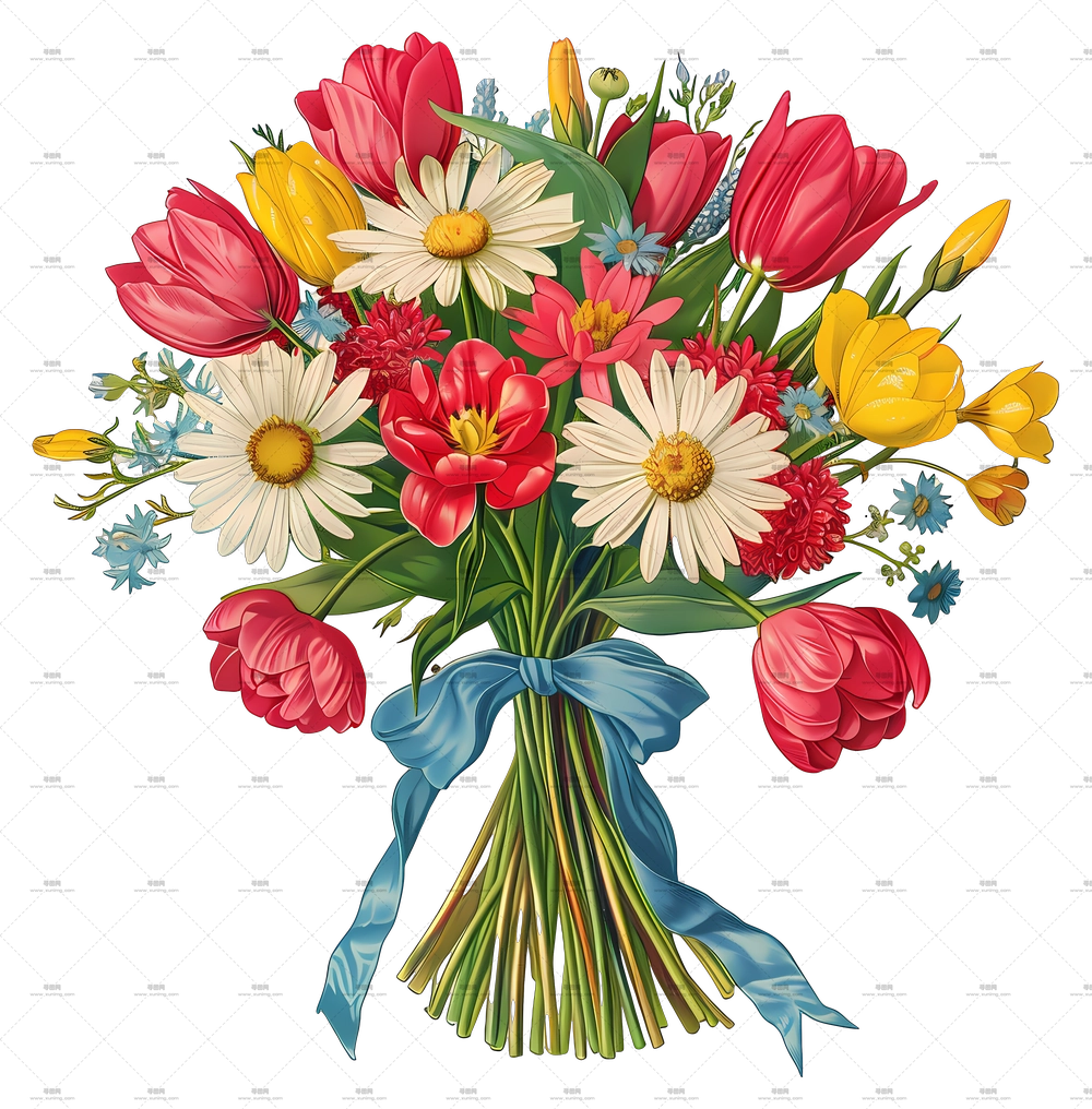 花朵与花束 – 色彩缤纷的花束PNG免抠图预览图