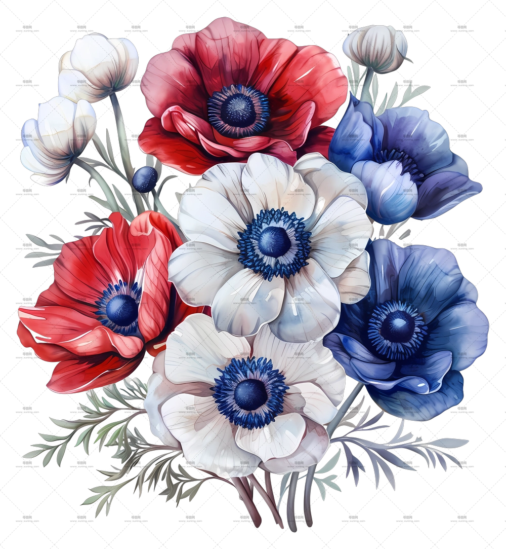 复古花朵 – 生动的风信子花束PNG免抠图预览图