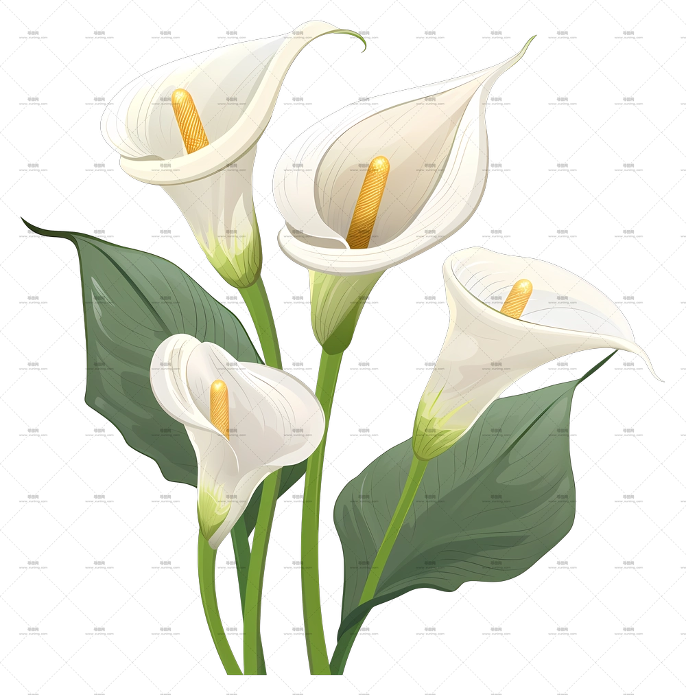 喇叭花 – 优雅喇叭花束插画PNG免抠图预览图