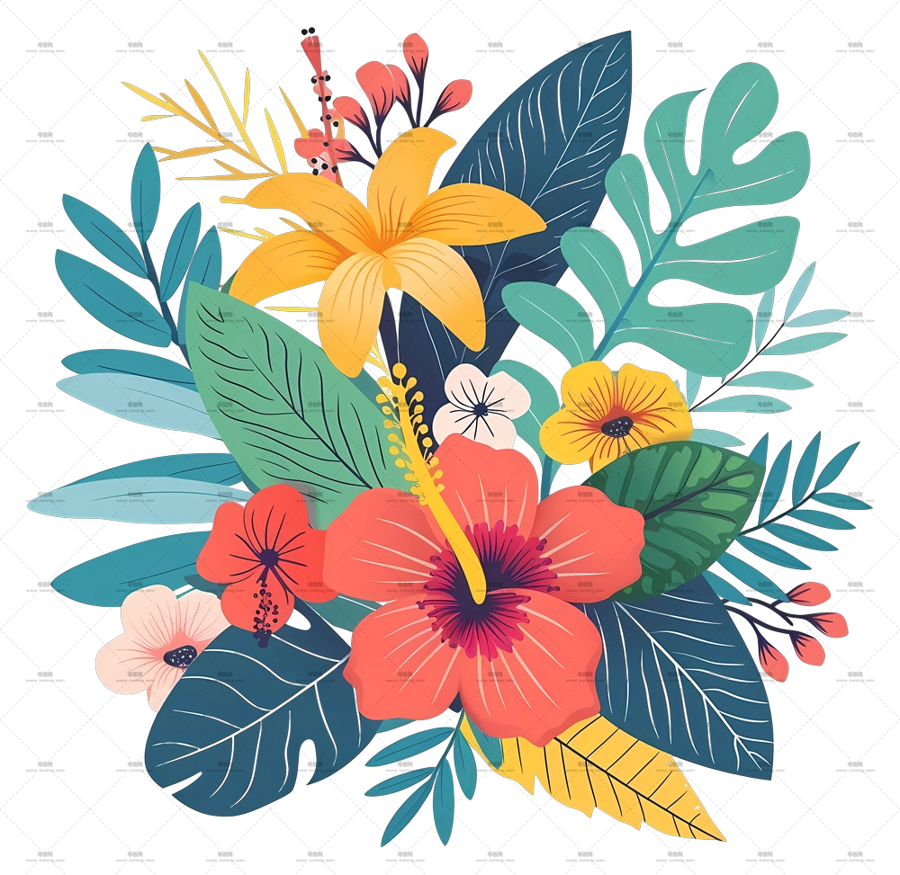 热带花卉 – 色彩鲜艳的热带花卉花束PNG免抠图预览图 热带花卉 – 色彩鲜艳的热带花卉花束PNG免抠图预览图