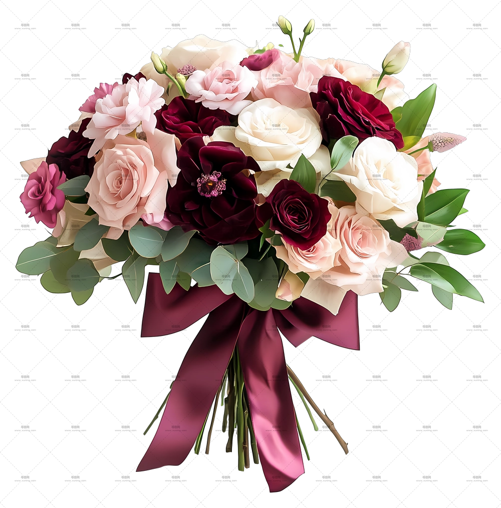 生日鲜花 – 美丽手绑花束配玫瑰PNG免抠图预览图