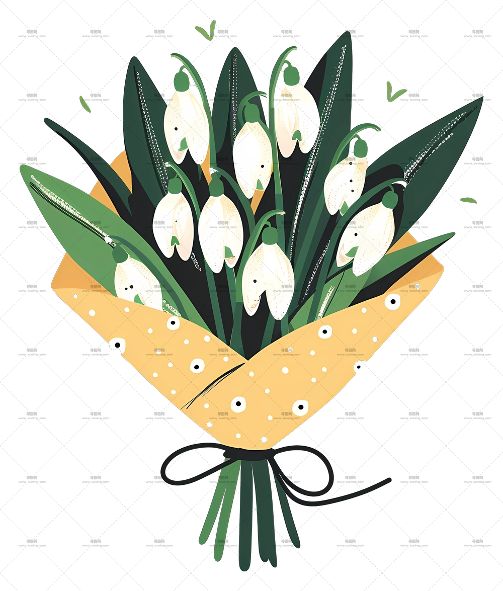 雪滴花花束 – 花束插画PNG免抠图预览图