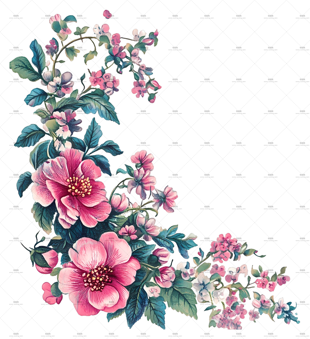 花艺角落 – 粉色花束与精致花艺布置PNG免抠图预览图