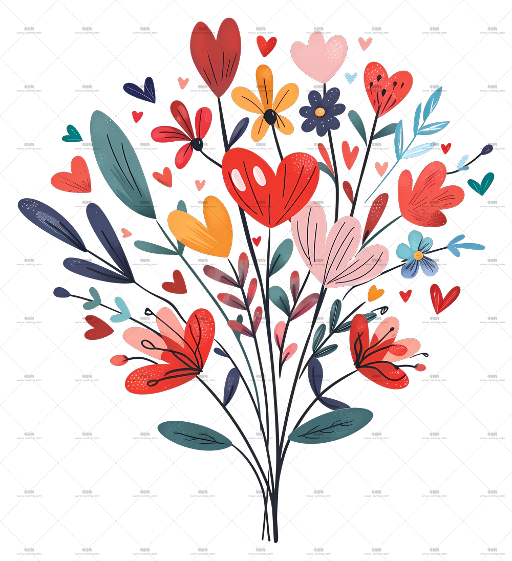 情人节心形主题花束PNG免抠图预览图