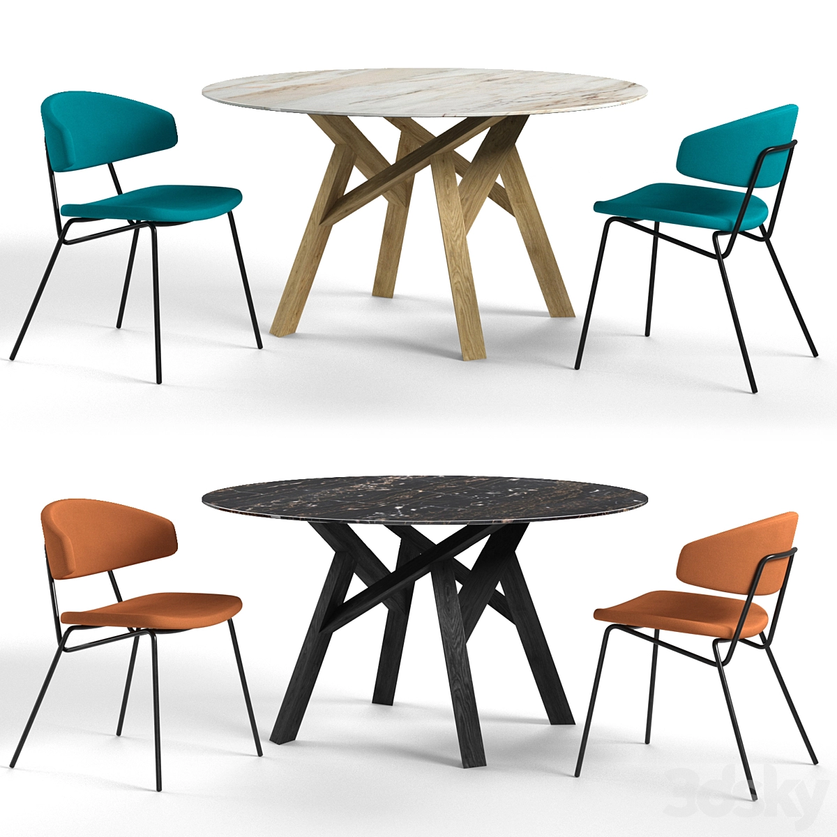 Calligaris sofia 椅子和圆形桌子3D模型预览图 Calligaris sofia 椅子和圆形桌子3D模型预览图