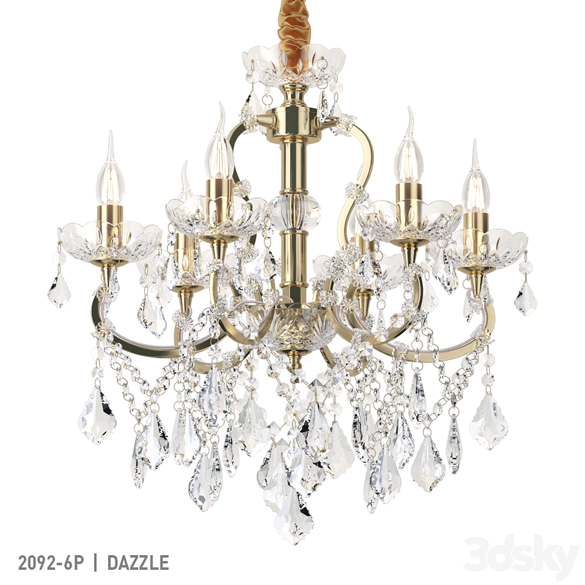 Favor 2092-6P蜡烛吊灯3D模型预览图 Favor 2092-6P蜡烛吊灯3D模型预览图