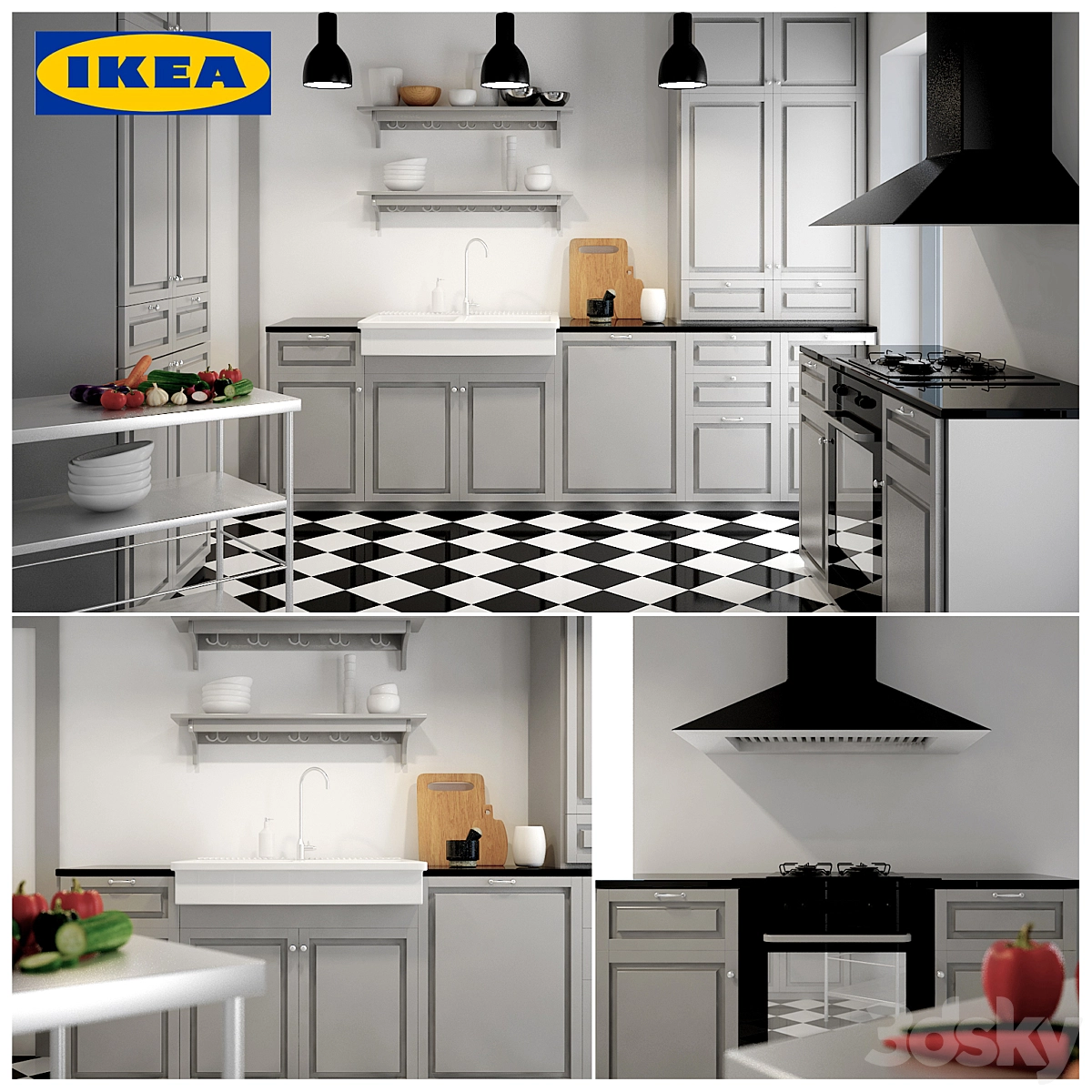 IKEA 厨房套装3D模型预览图 IKEA 厨房套装3D模型预览图