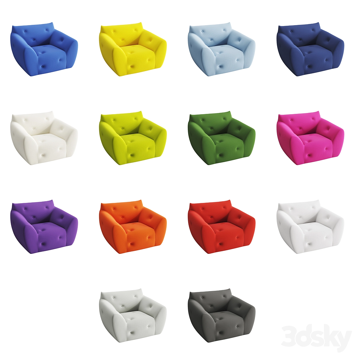 休闲扶手椅3D模型预览图 休闲扶手椅3D模型预览图