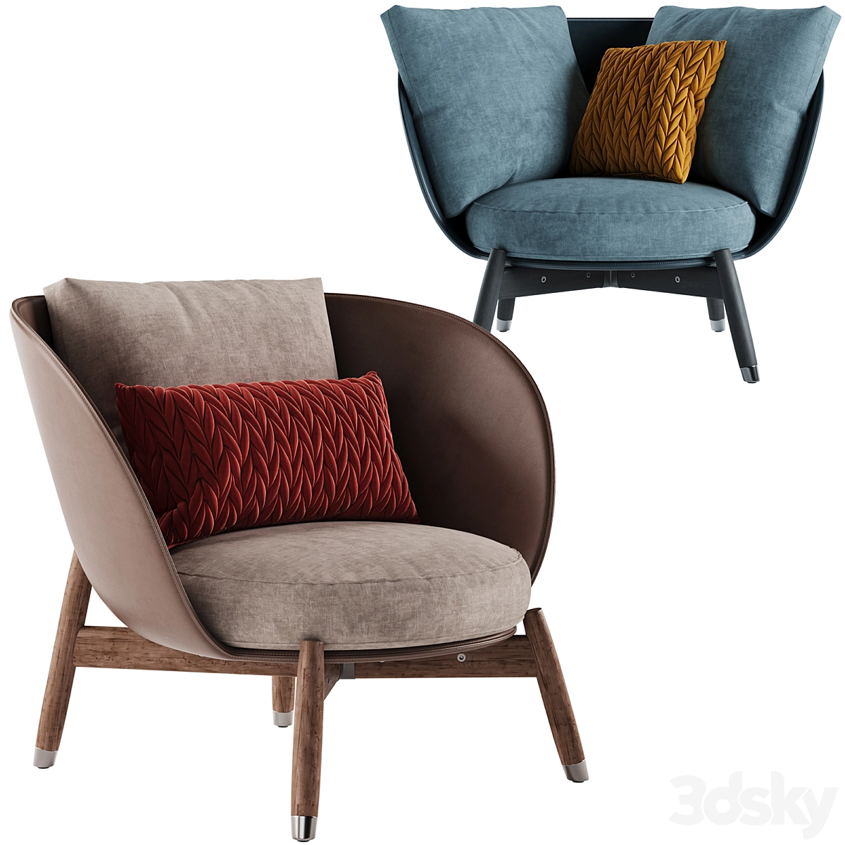 休闲扶手沙发椅3D模型预览图 休闲扶手沙发椅3D模型预览图