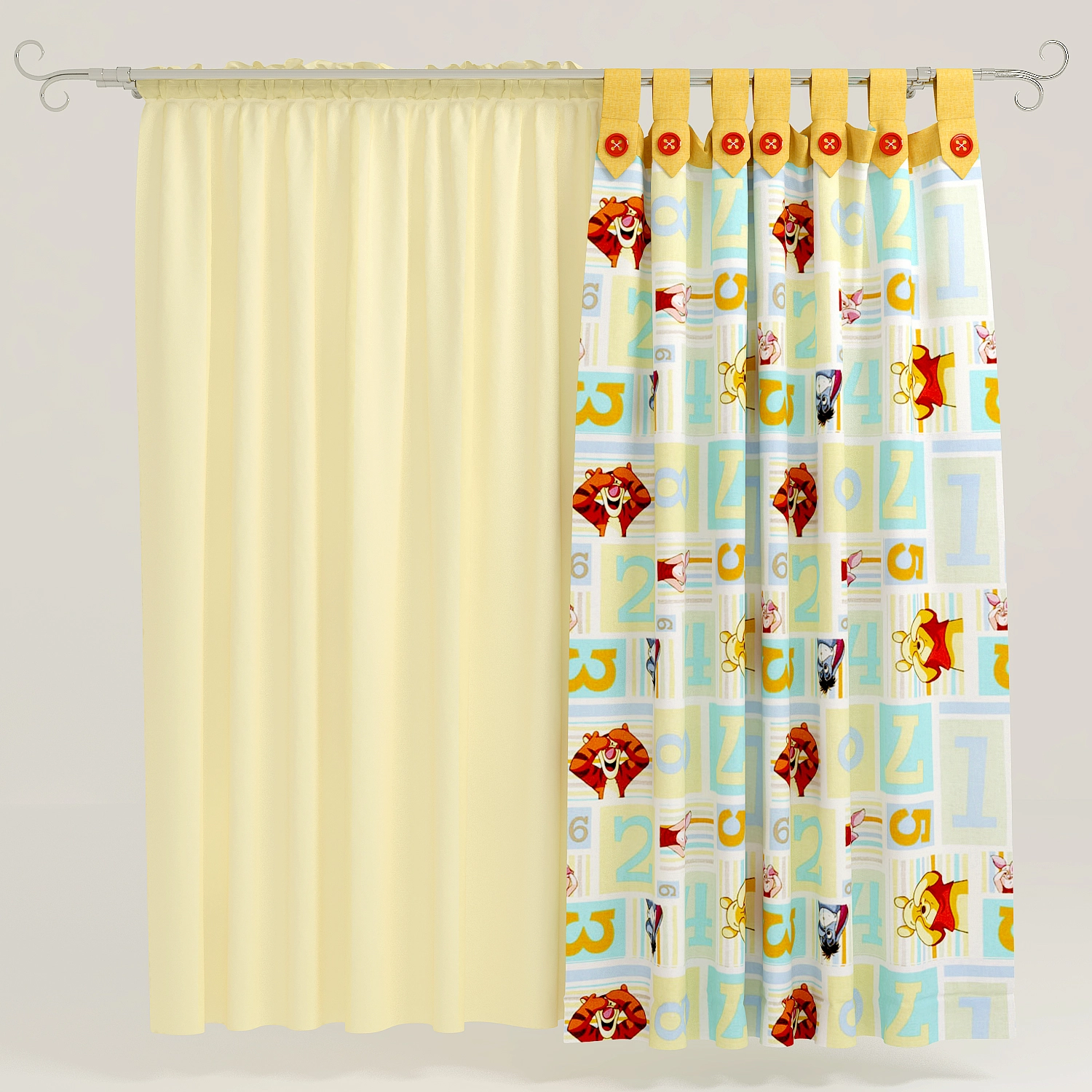 儿童房可爱图案窗帘3D模型预览图 儿童房可爱图案窗帘3D模型预览图