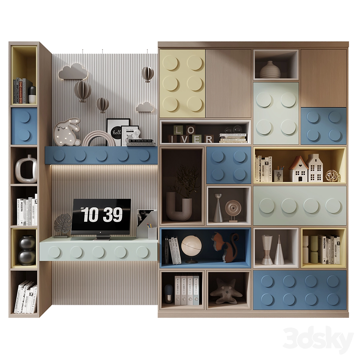 儿童房装饰摆件柜3D模型预览图 儿童房装饰摆件柜3D模型预览图