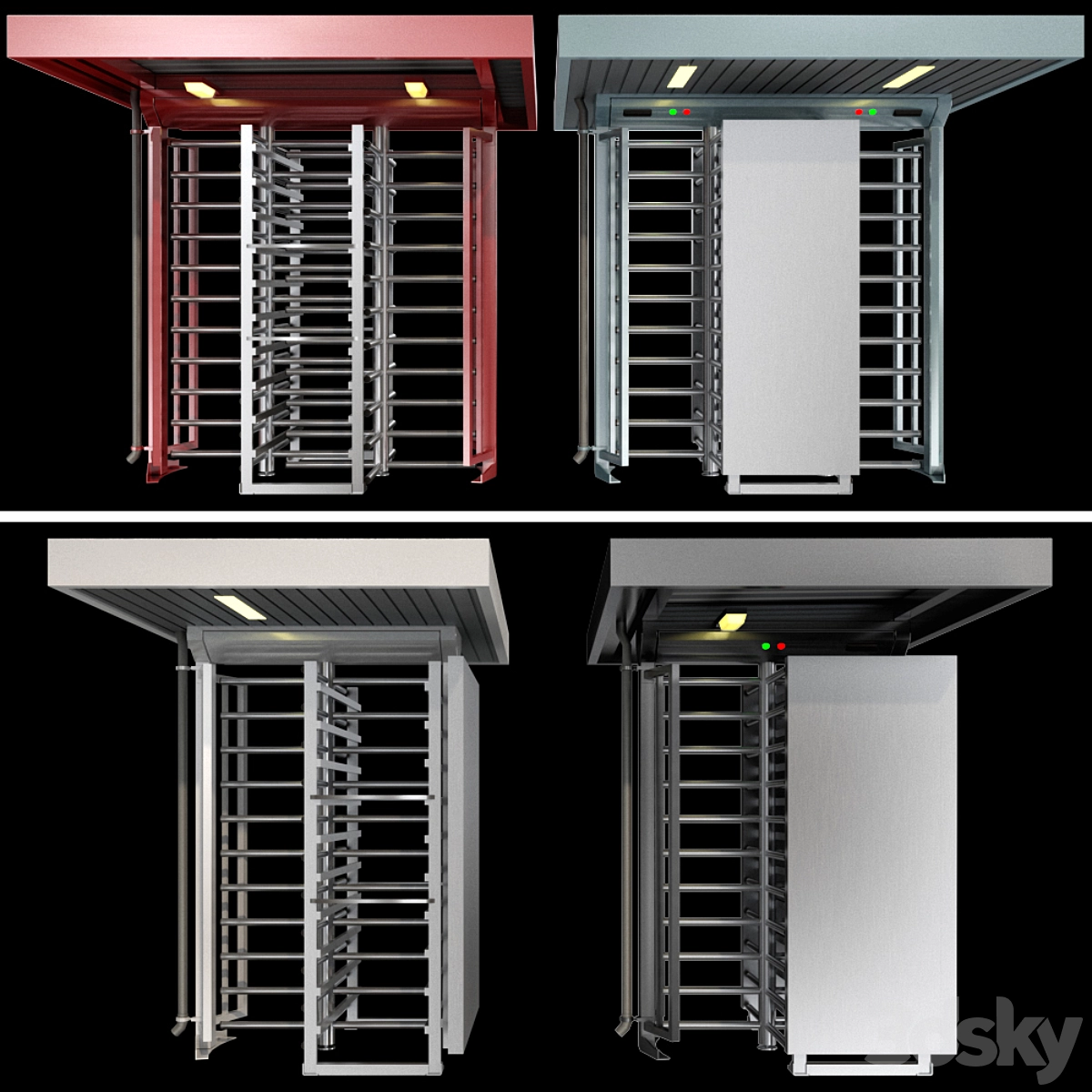 全高旋转门3D模型预览图 全高旋转门3D模型预览图
