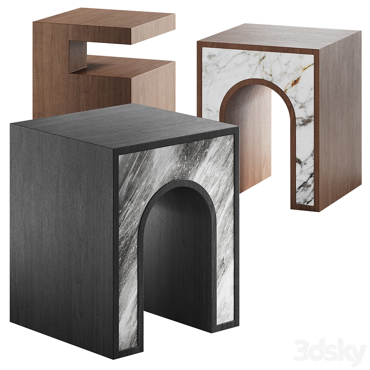 几何形状的凳子3D模型预览图 几何形状的凳子3D模型预览图