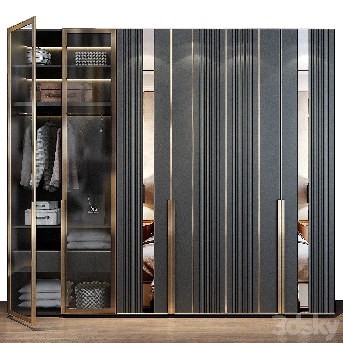 卧室衣柜衣橱3D模型预览图 卧室衣柜衣橱3D模型预览图