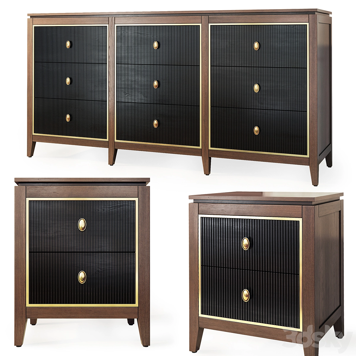 抽屉柜梳妆台床头柜3D模型预览图 抽屉柜梳妆台床头柜3D模型预览图