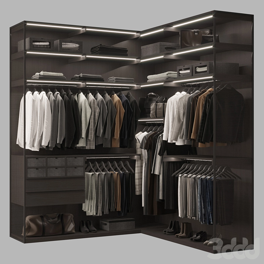 挂在衣柜里的衣服3D模型预览图 挂在衣柜里的衣服3D模型预览图