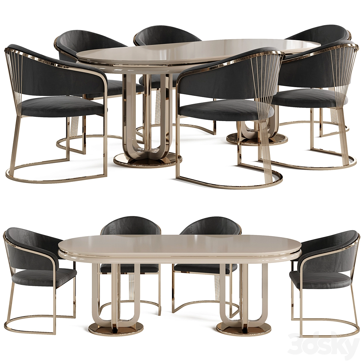 新兰美洲豹餐桌椅3D模型预览图 新兰美洲豹餐桌椅3D模型预览图