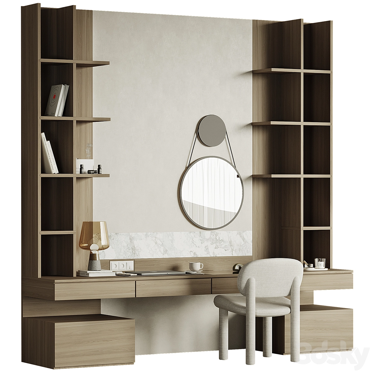 梳妆台收纳柜3D模型预览图 梳妆台收纳柜3D模型预览图