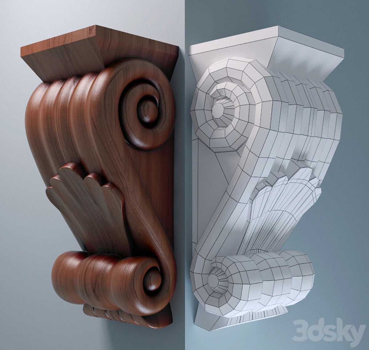 欧式古典风格的木质托梁3D模型预览图 欧式古典风格的木质托梁3D模型预览图