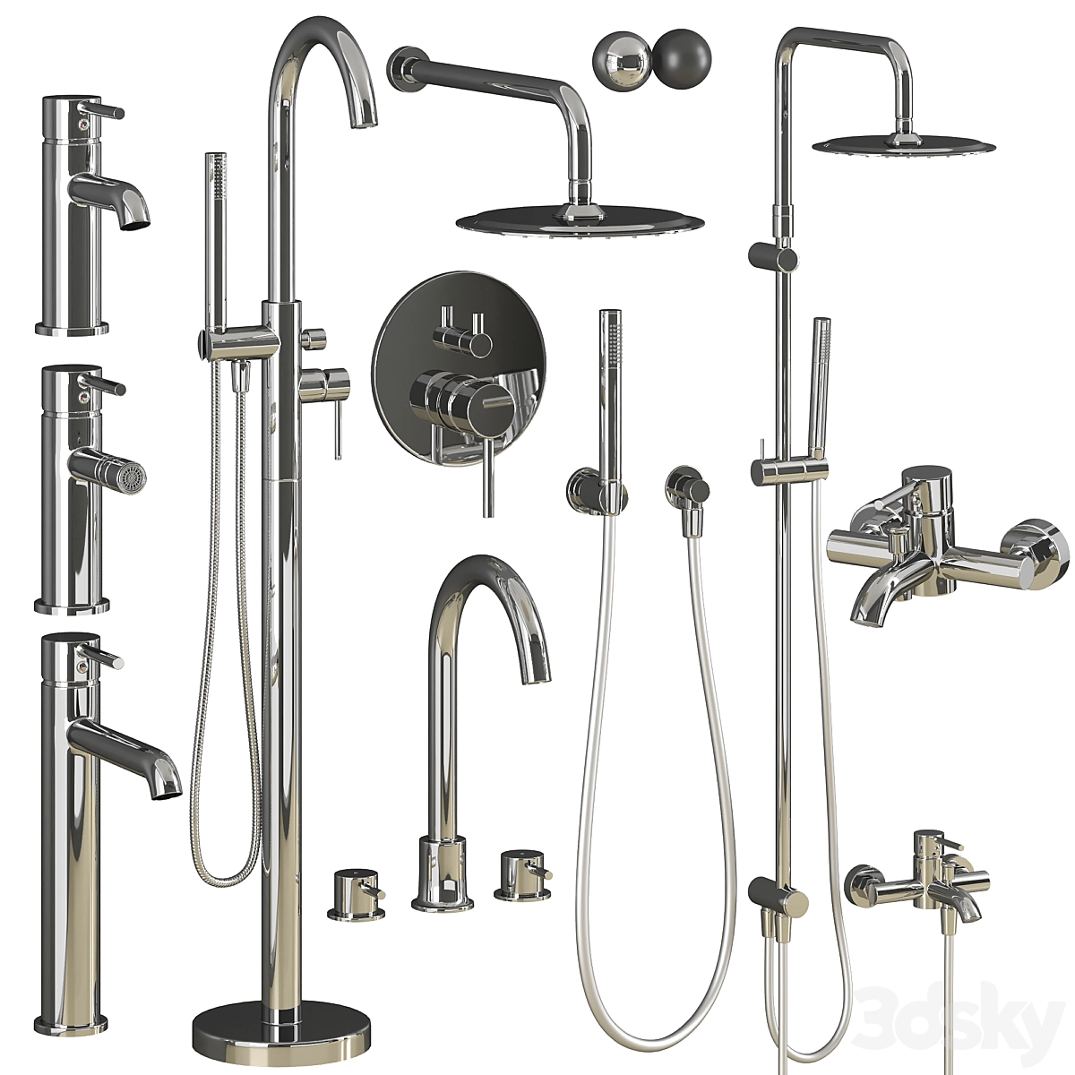 水龙头和淋浴 Damixa 北欧纯净套装3D模型预览图 水龙头和淋浴 Damixa 北欧纯净套装3D模型预览图