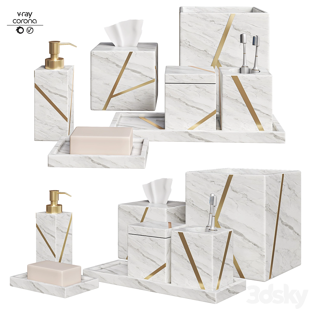 浴室用品套装 03 3D模型预览图 浴室用品套装 03 3D模型预览图