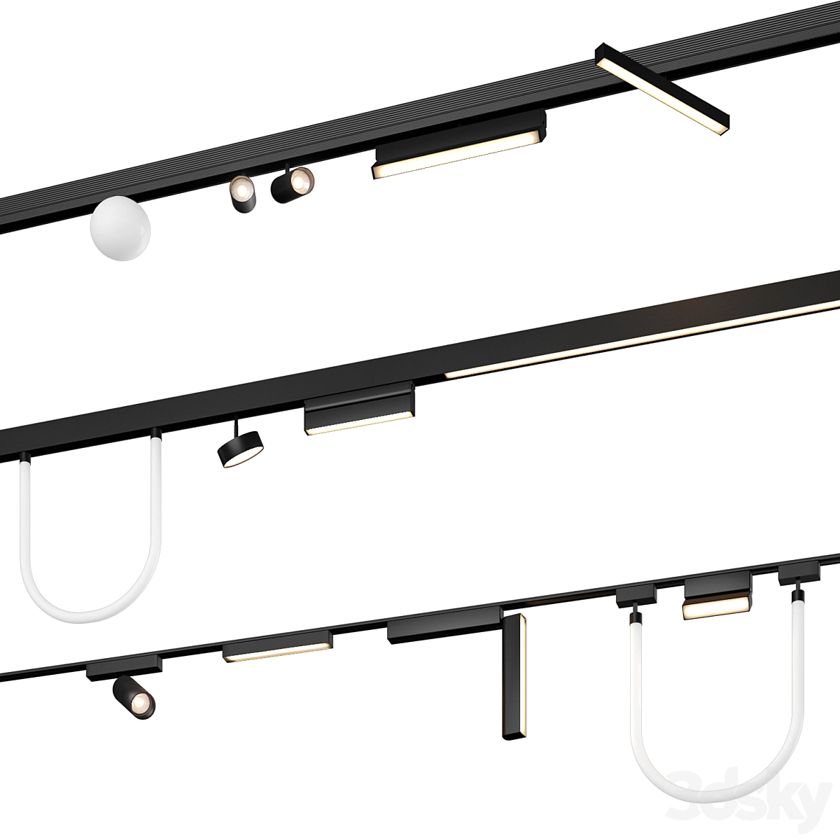 磁吸轨道灯3D模型预览图 磁吸轨道灯3D模型预览图