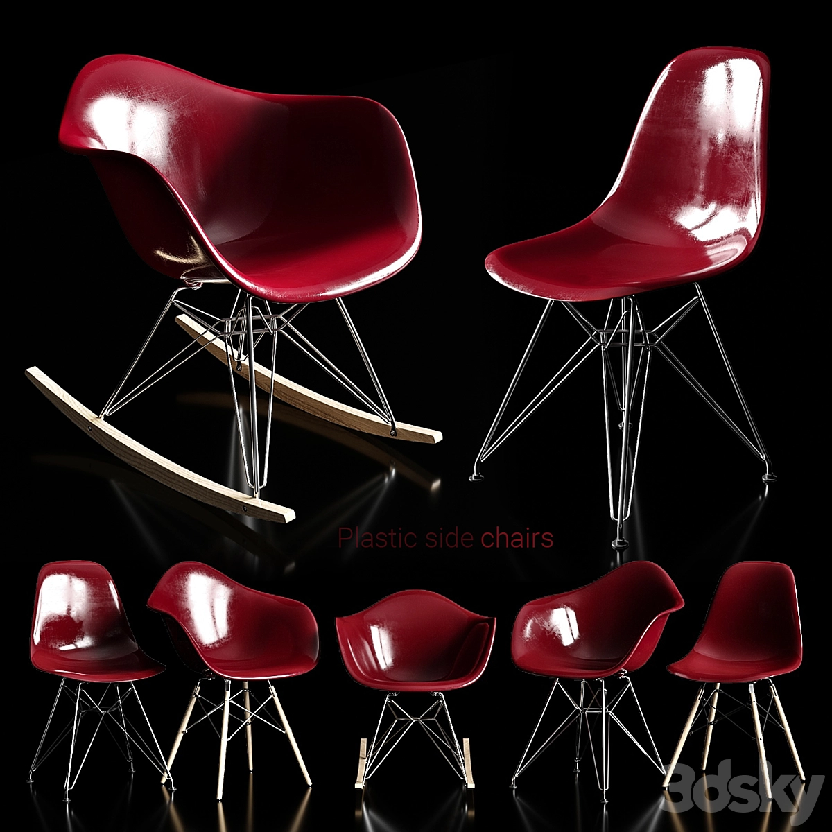 简约摇椅3D模型预览图 简约摇椅3D模型预览图