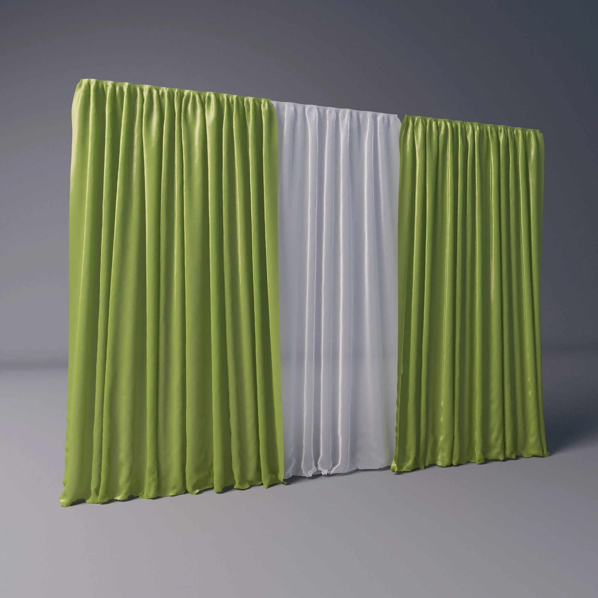 绿色窗帘3D模型预览图 绿色窗帘3D模型预览图