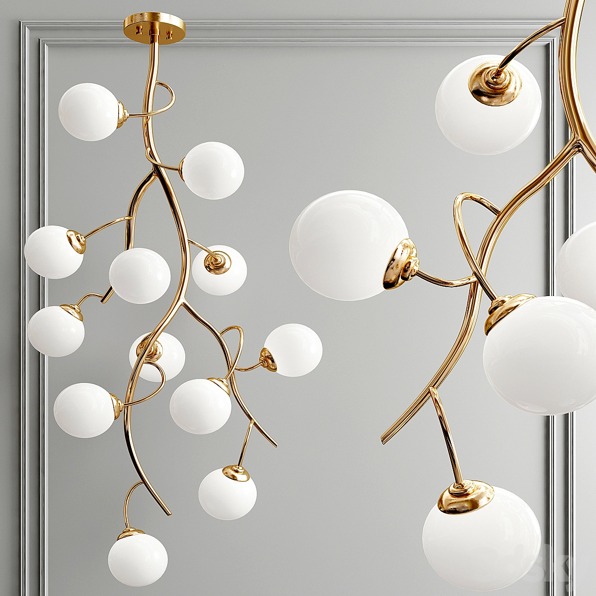 葡萄枝吊灯3D模型预览图 葡萄枝吊灯3D模型预览图