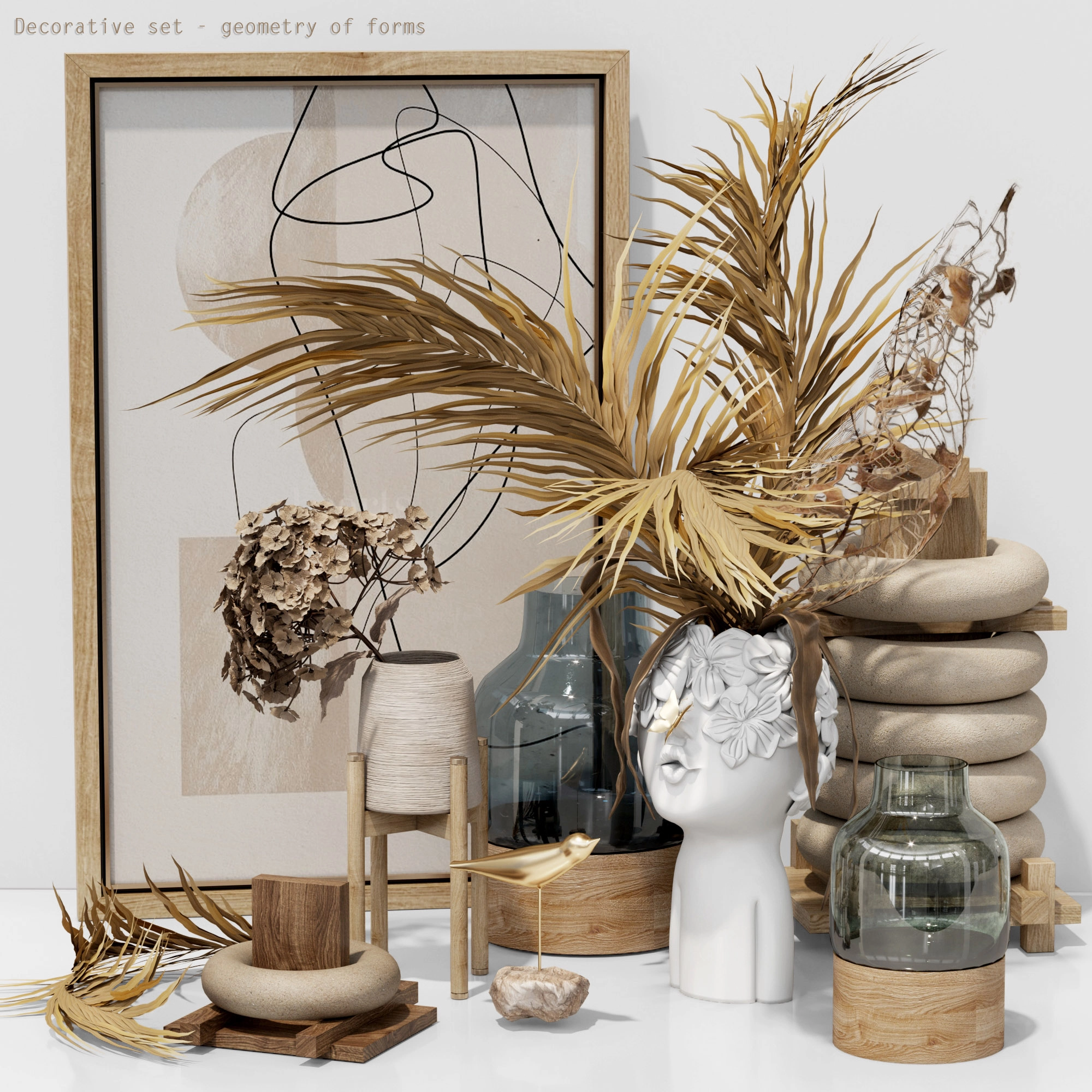 装饰套装—干花 3D模型预览图 装饰套装—干花 3D模型预览图