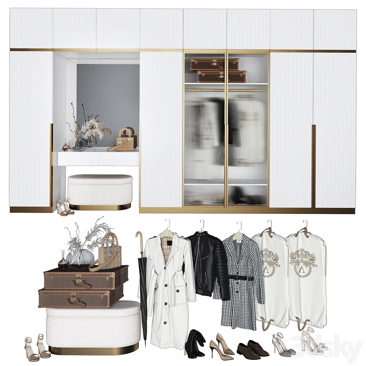 走廊多功能玄关衣帽柜3D模型预览图 走廊多功能玄关衣帽柜3D模型预览图