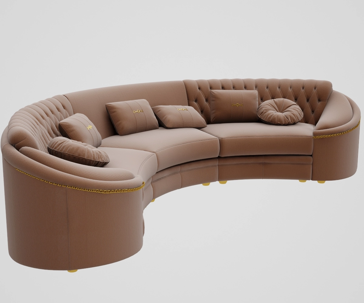 轻奢风转角弧形沙发3D模型预览图 轻奢风转角弧形沙发3D模型预览图