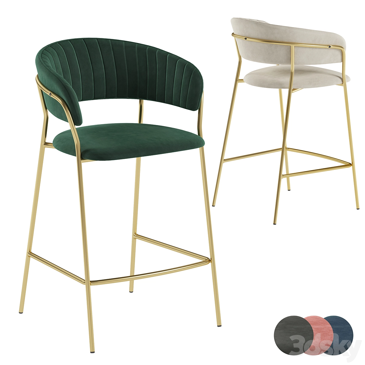 长脚吧椅3D模型预览图 长脚吧椅3D模型预览图