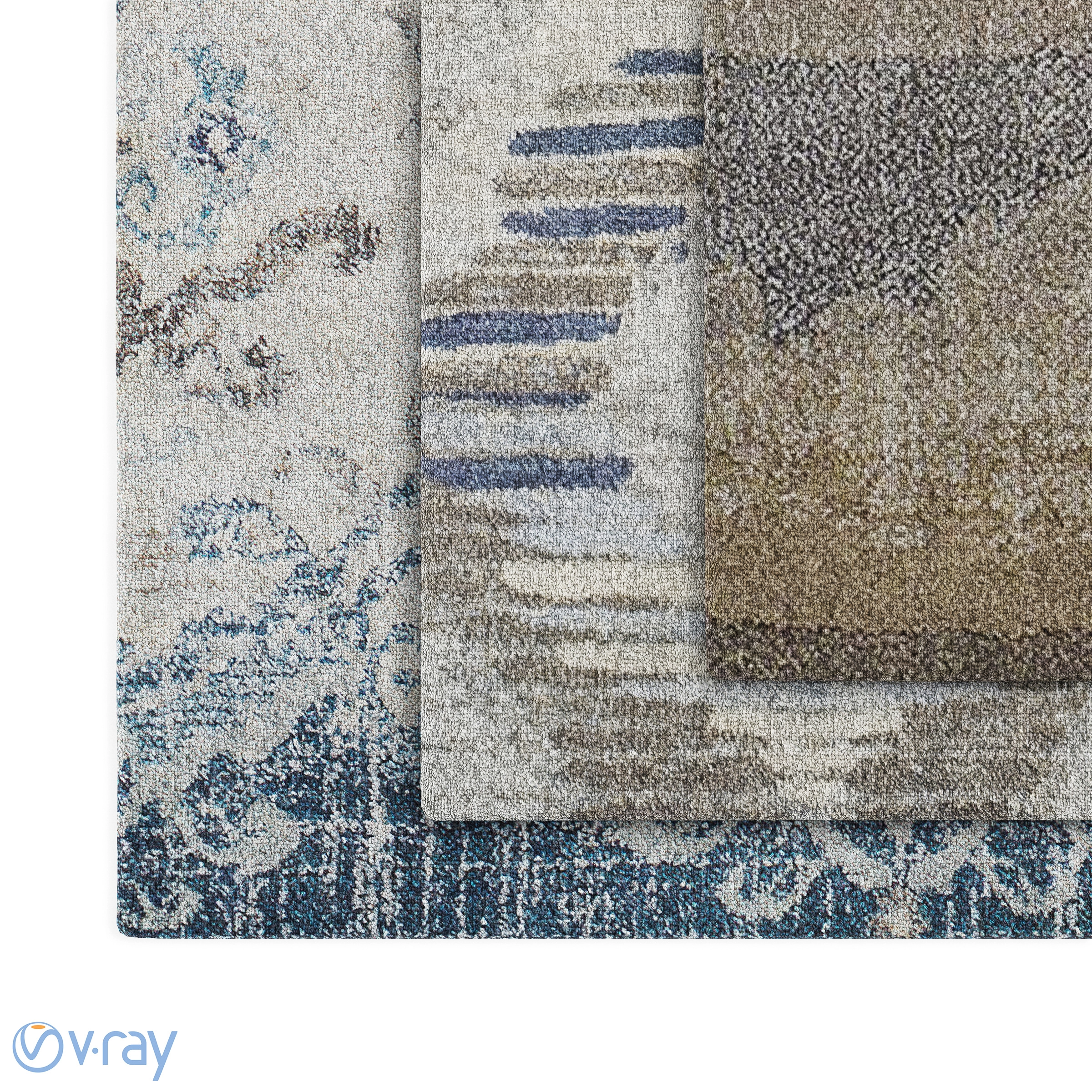 Dalyn 安提瓜蓝色,亚麻和摩卡色地毯3D模型预览图1 Dalyn 安提瓜蓝色,亚麻和摩卡色地毯3D模型预览图1