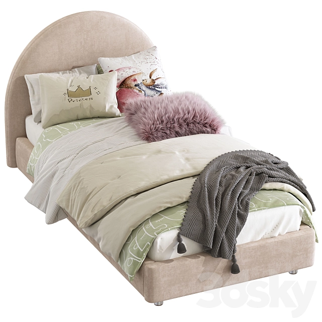 带软包床头的双人床3D模型预览图1 带软包床头的双人床3D模型预览图1