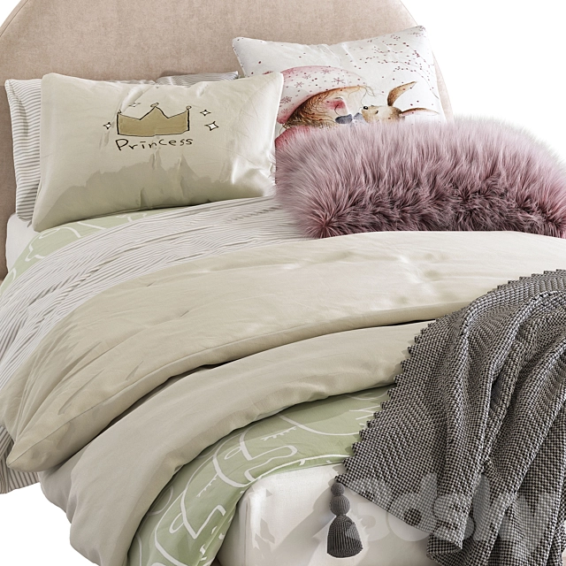 带软包床头的双人床3D模型预览图3 带软包床头的双人床3D模型预览图3