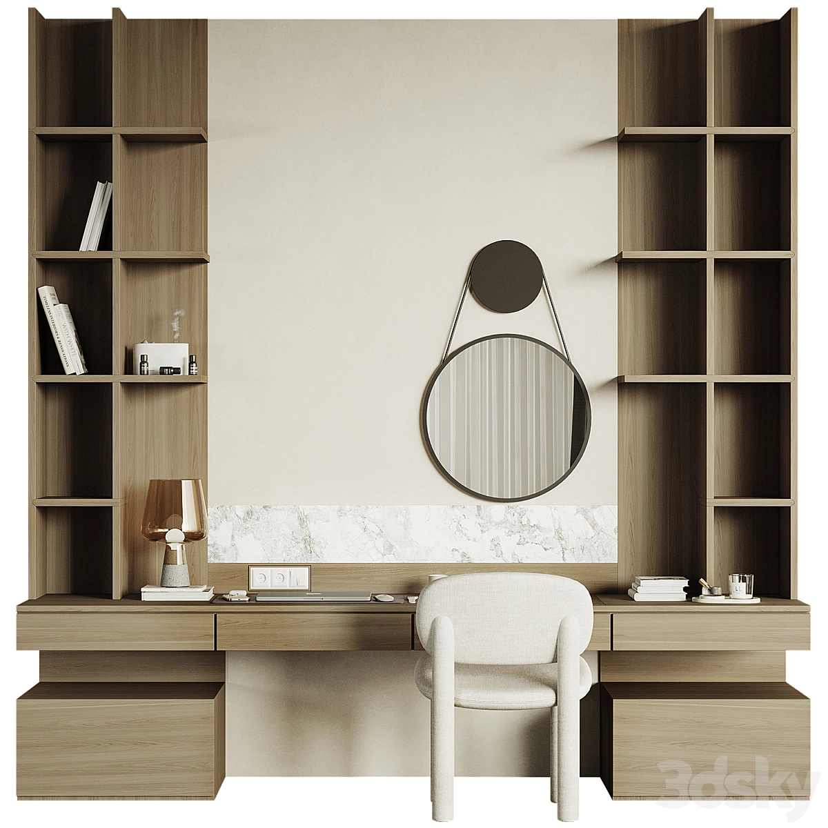 梳妆台收纳柜3D模型预览图1 梳妆台收纳柜3D模型预览图1