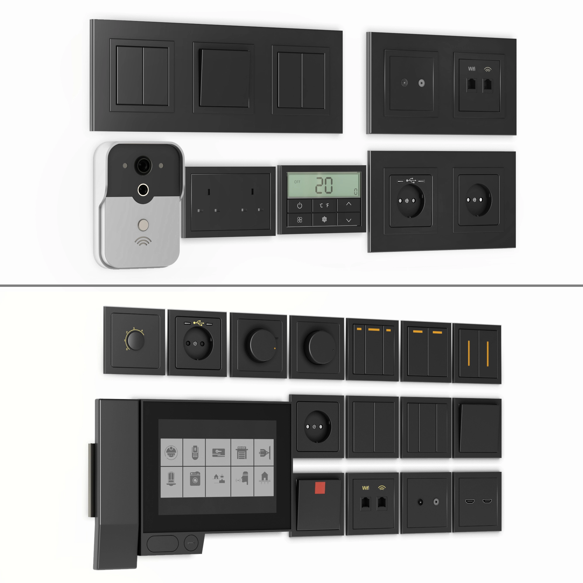 欧式黑色开关和插座3D模型预览图1 欧式黑色开关和插座3D模型预览图1