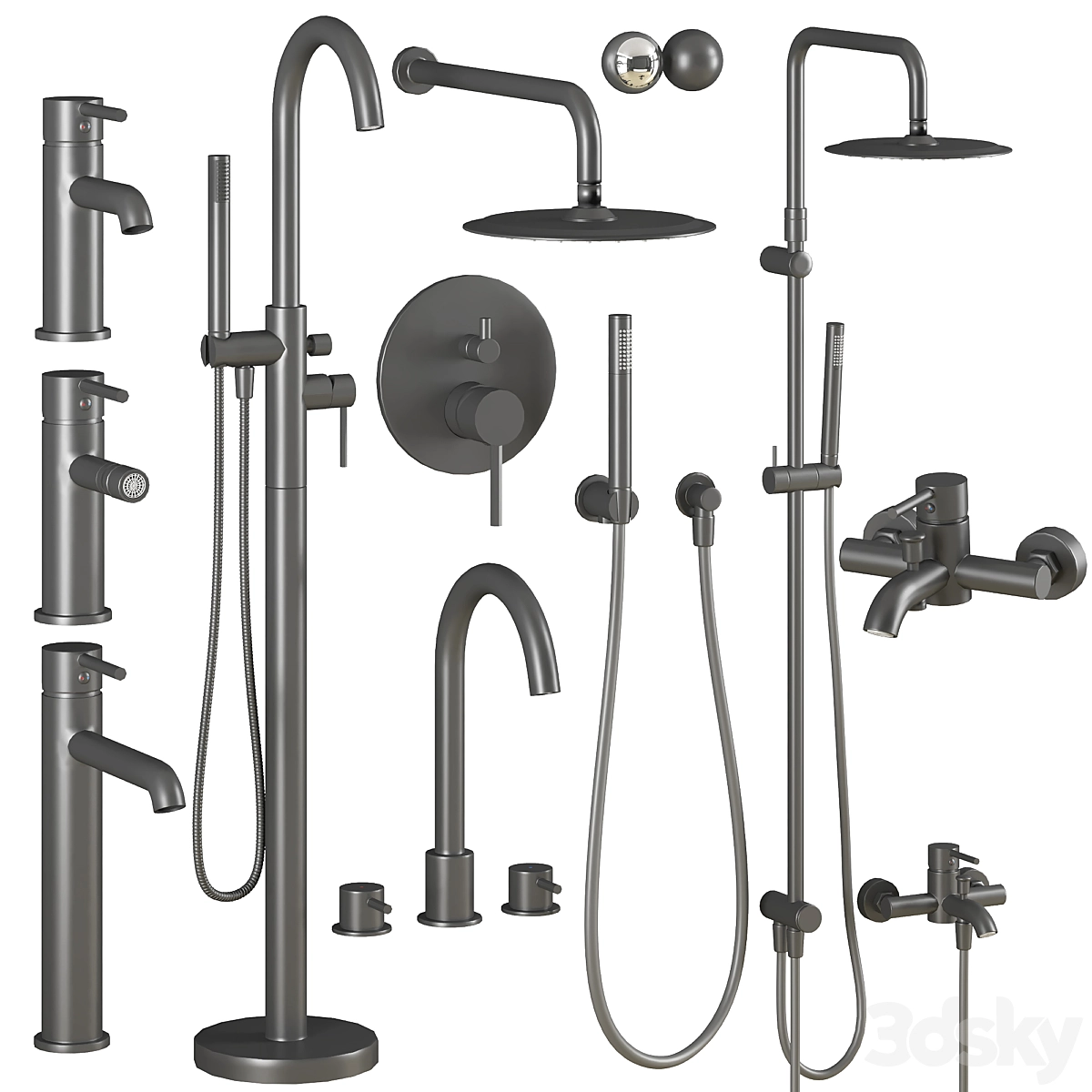 水龙头和淋浴 Damixa 北欧纯净套装3D模型预览图1 水龙头和淋浴 Damixa 北欧纯净套装3D模型预览图1