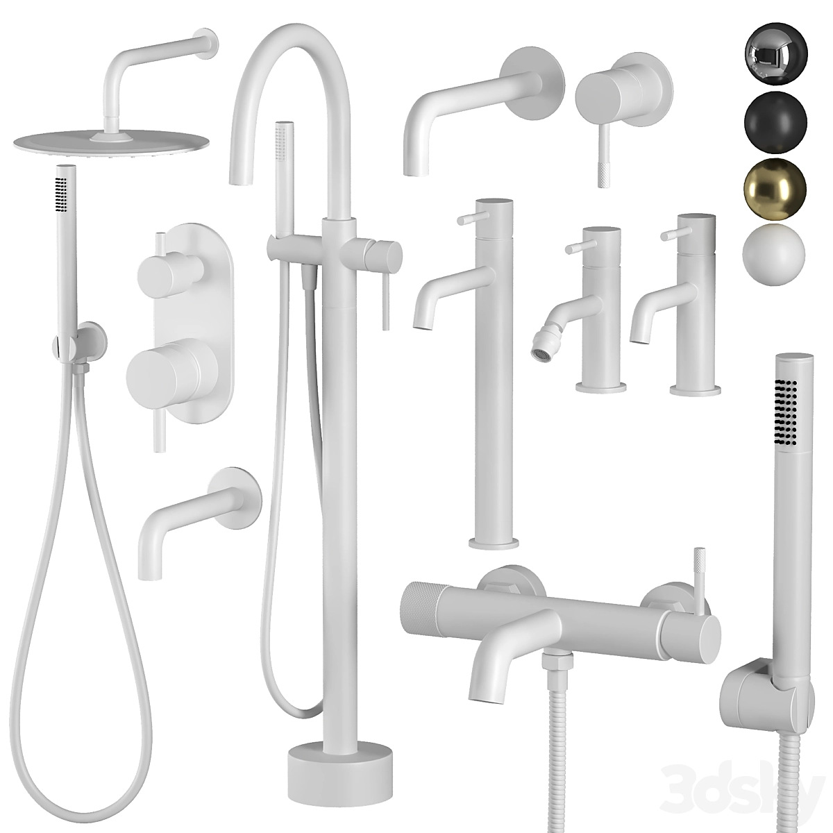 水龙头淋浴套装3D模型预览图3 水龙头淋浴套装3D模型预览图3